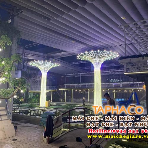 Mái bạt kéo, mái che quán cafe cá Koi