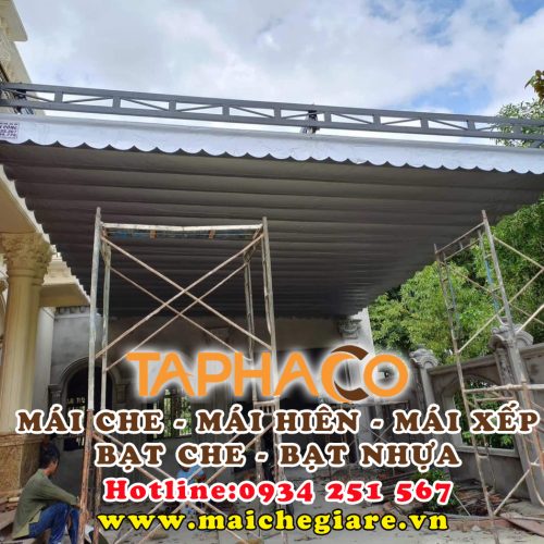 Mái xếp lượn sóng, mái bạt che sân trước nhà bền đẹp