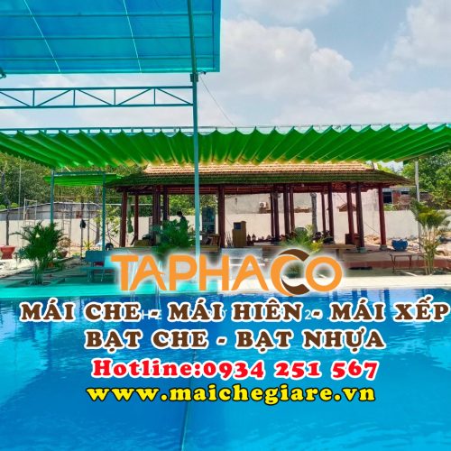 Mái che hồ bơi, mái bạt kéo che bể bơi giá rẻ