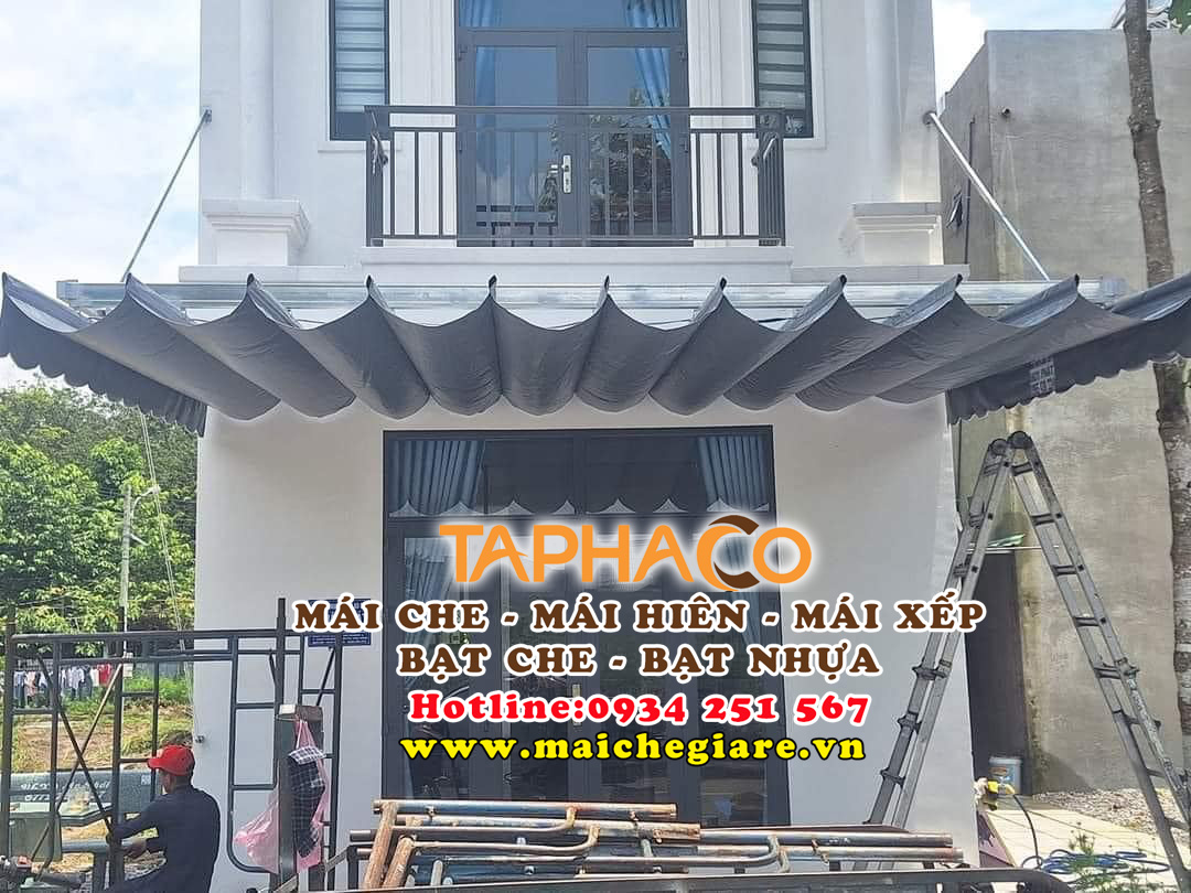 Mái hiên di động, mái bạt xếp di động che hiên nhà