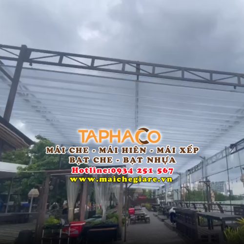 Mái bạt kéo trong suốt che nắng mưa giá rẻ