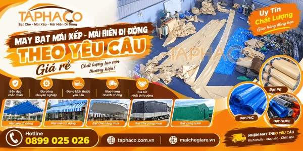 Xưởng Gia Công May Ép Bạt Che, Bạt Mái Hiên Mái Xếp Theo Yêu Cầu - Mái che TaPhaCo